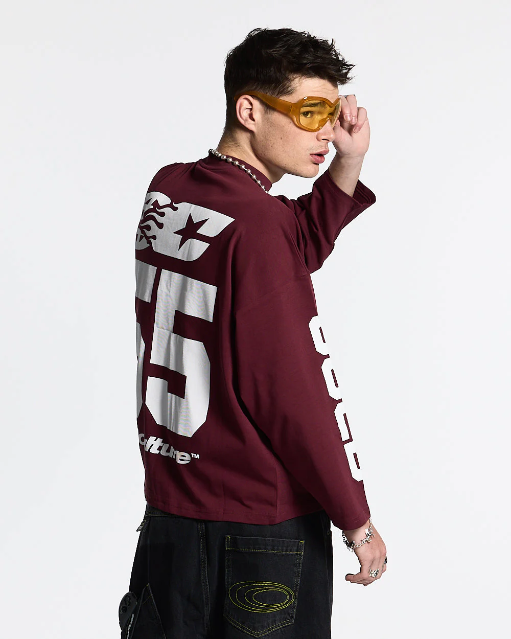 55 FLAMES LONGSLEEVE BURGUNDY - Image 3