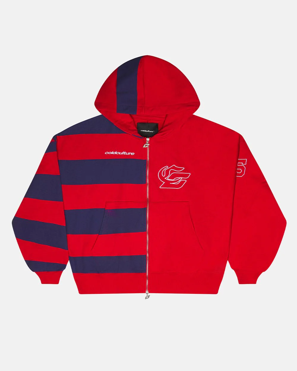 BARNA ZIP HOODIE RED & DAR BLUE