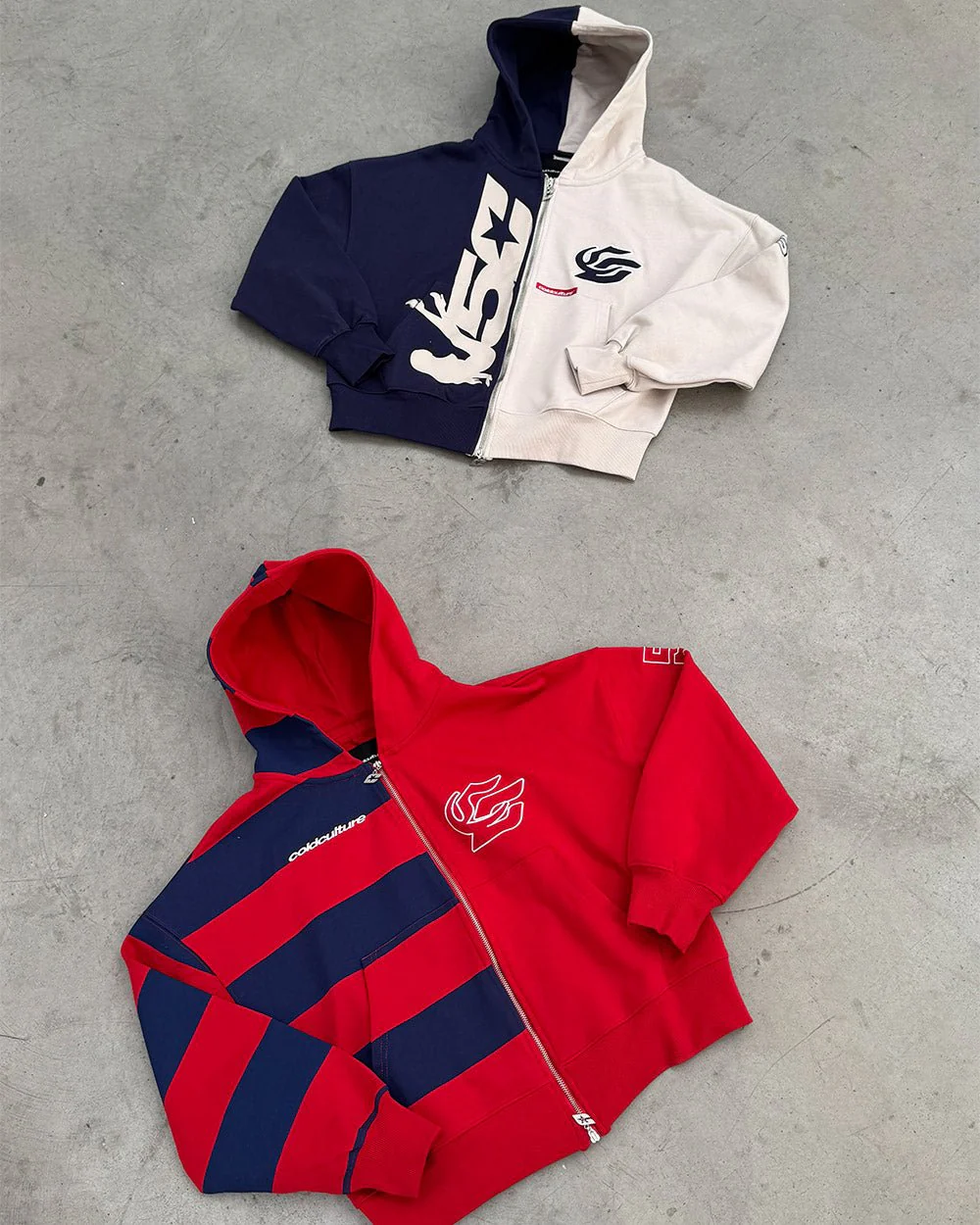 BARNA ZIP HOODIE RED & DAR BLUE - Image 8