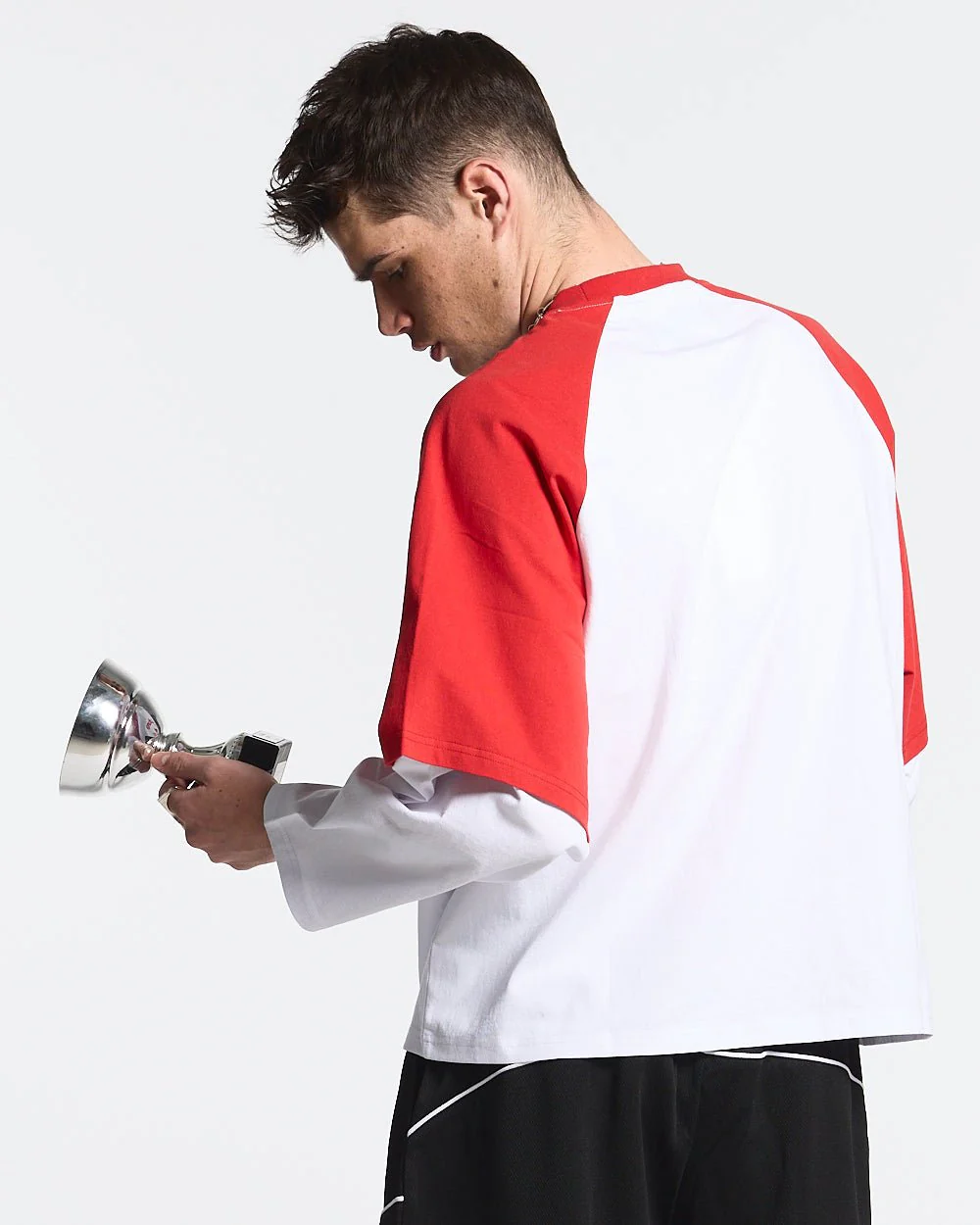 BASEBALL DOUBLE SLEEVE TEE WHITE/RED - Image 4