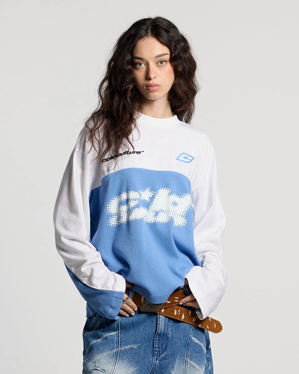 BICOLOR WAFFLE LONGSLEEVE BLUE & WHITE - Image 5