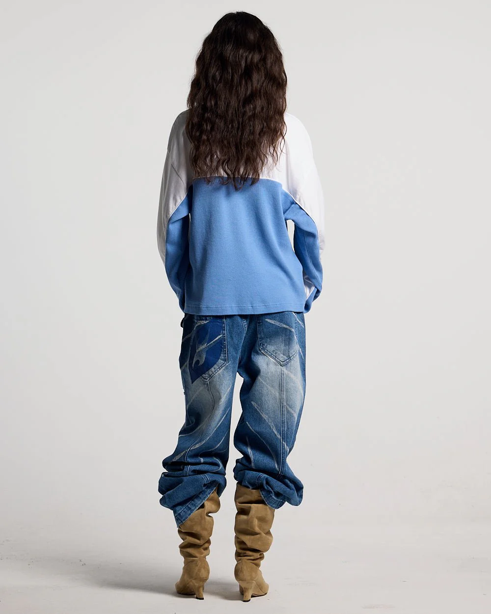 BICOLOR WAFFLE LONGSLEEVE BLUE & WHITE - Image 6