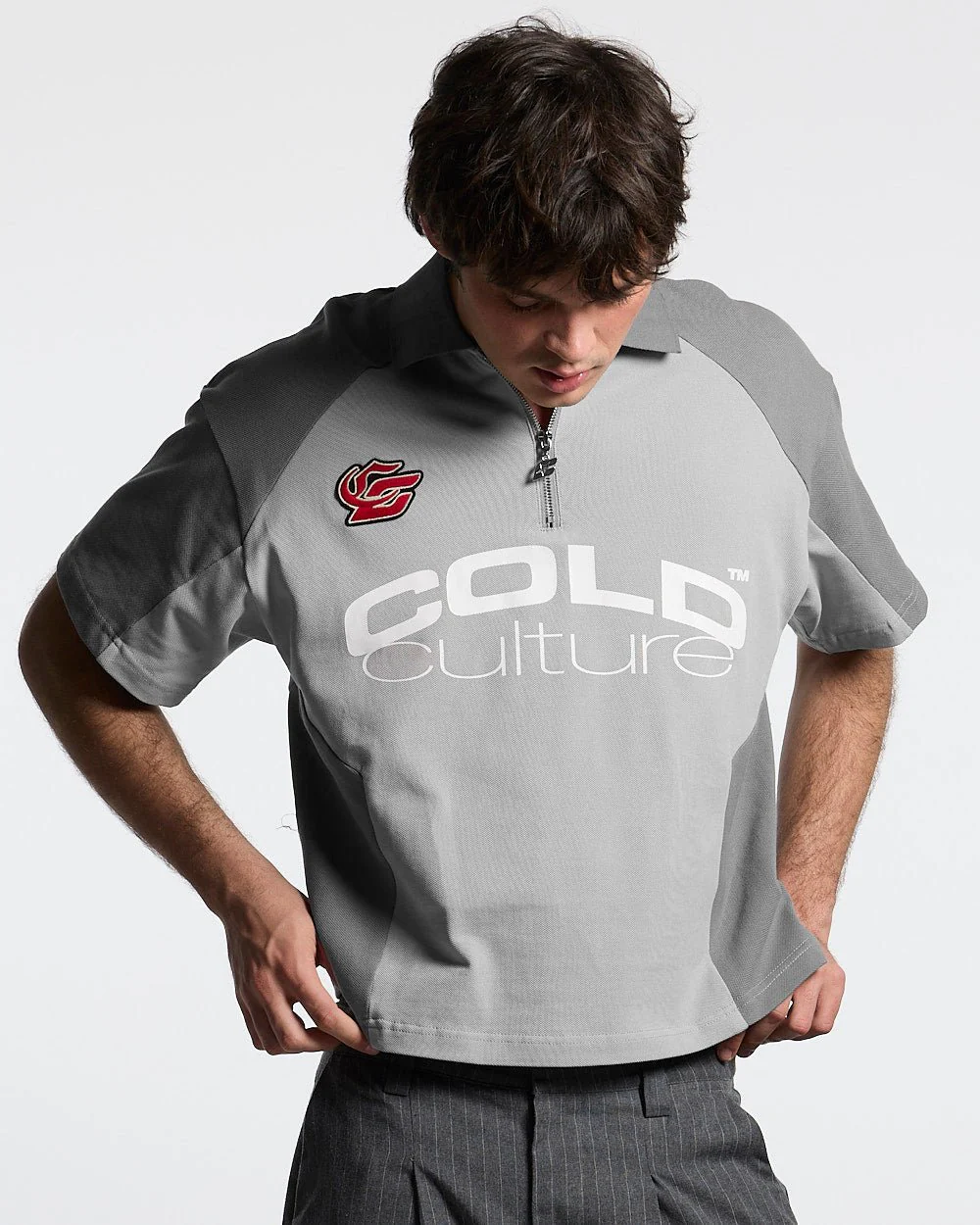 BIKER POLO LIGHT GREY