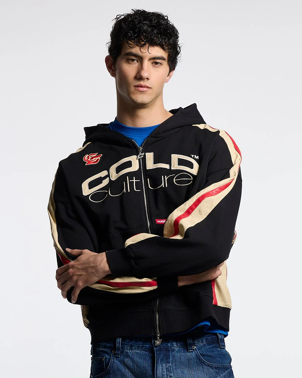 BIKER ZIP HOODIE BLACK - Image 2