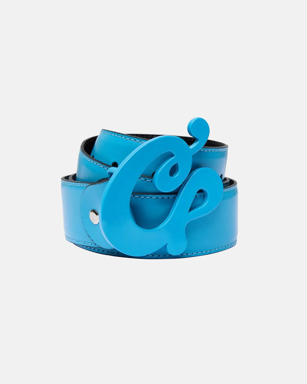 C CURL LEATHER BELT BLUE
