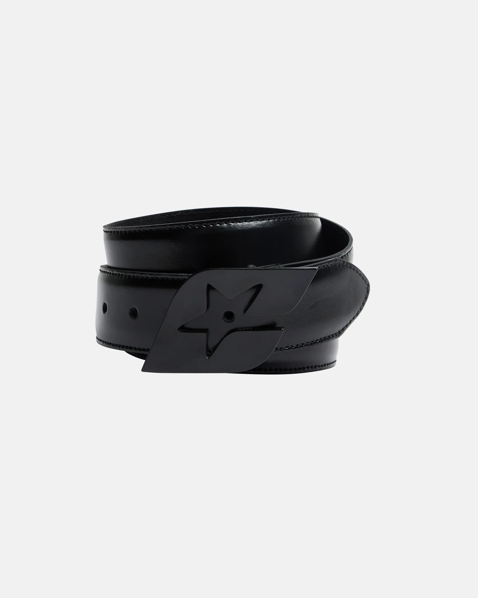 C STAR LEATHER BELT BLACK