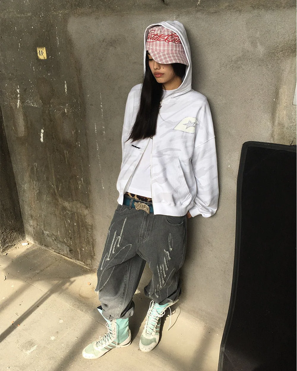 CAMO ZIP HOODIE GREY - Image 7