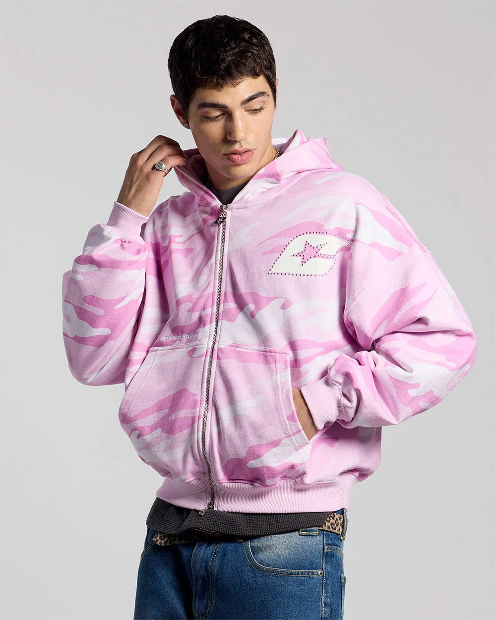 CAMO ZIP HOODIE PINK - Image 3
