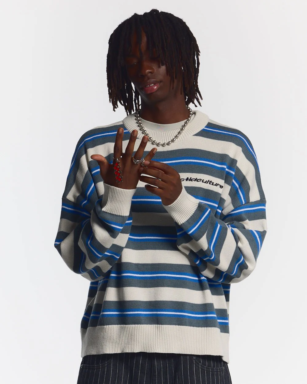CASINO STRIPES KNIT WHITE MIST - Image 3