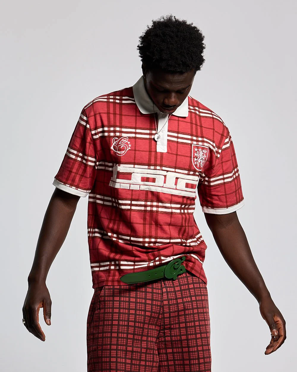 CRIMSON PLAID POLO TEE - Image 3