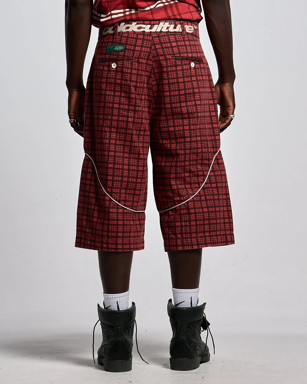 CRIMSON PLAID SUIT JORTS - Image 4