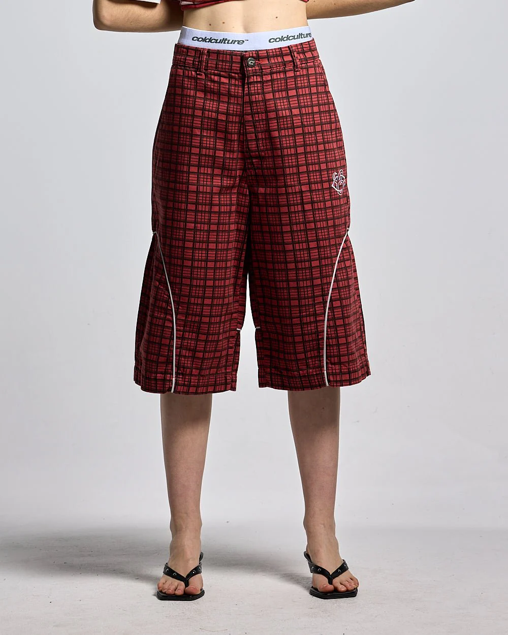 CRIMSON PLAID SUIT JORTS - Image 5