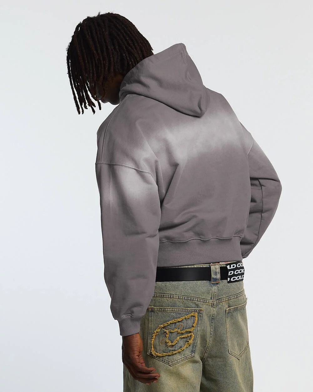 CROSSED SCRIPT HOODIE GREY - Image 3