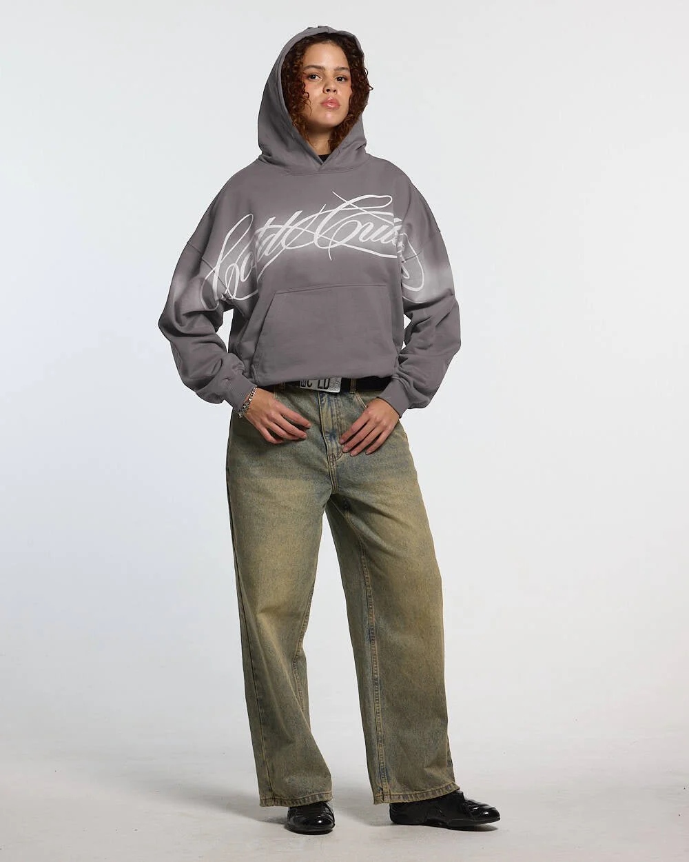 CROSSED SCRIPT HOODIE GREY - Image 5