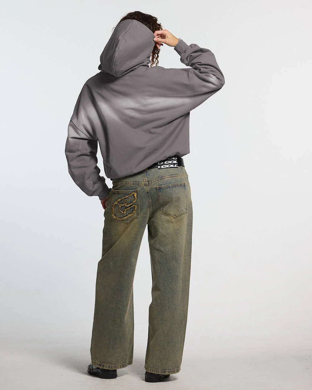 CROSSED SCRIPT HOODIE GREY - Image 6