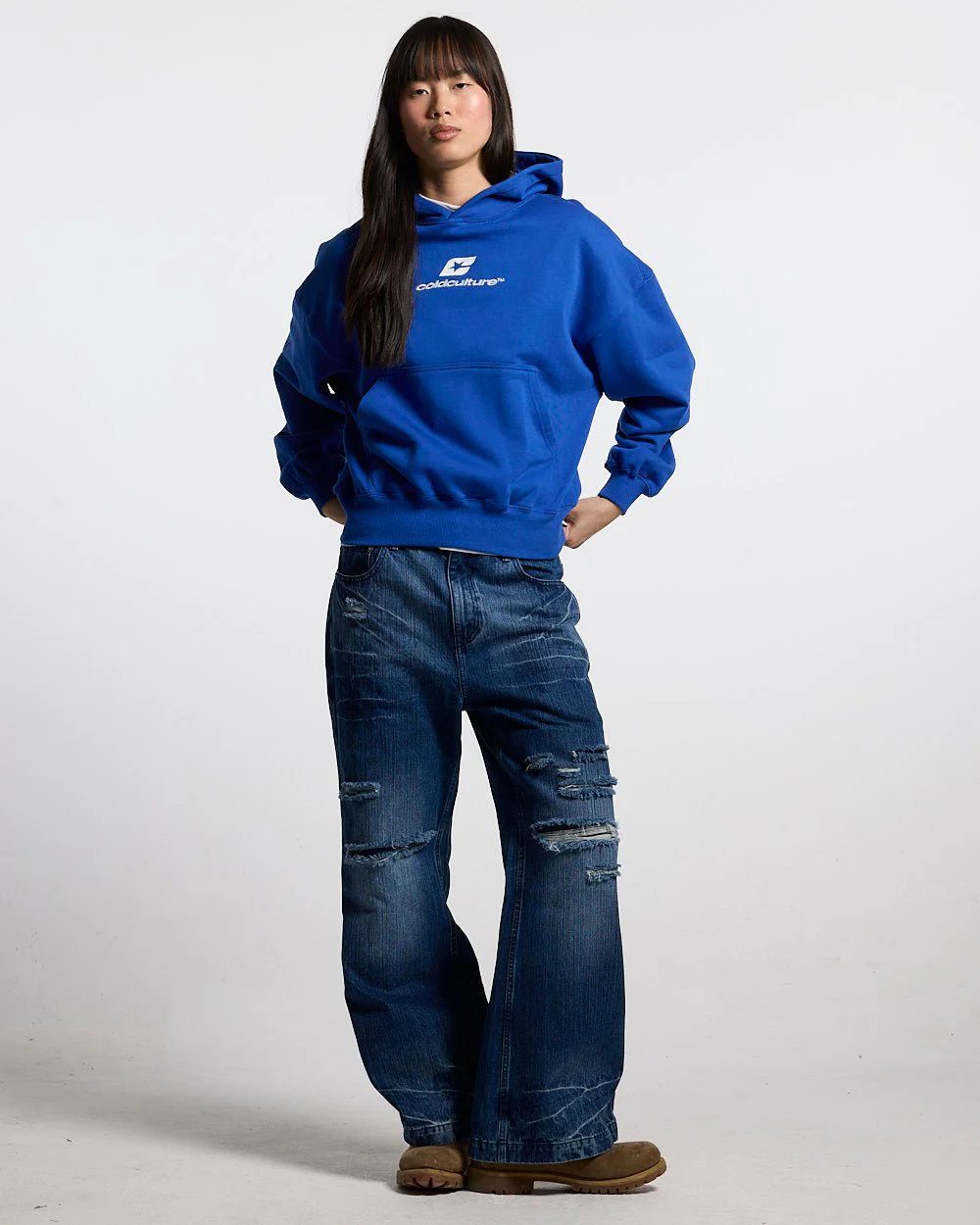 CURVED HOODIE BLUE - Image 6