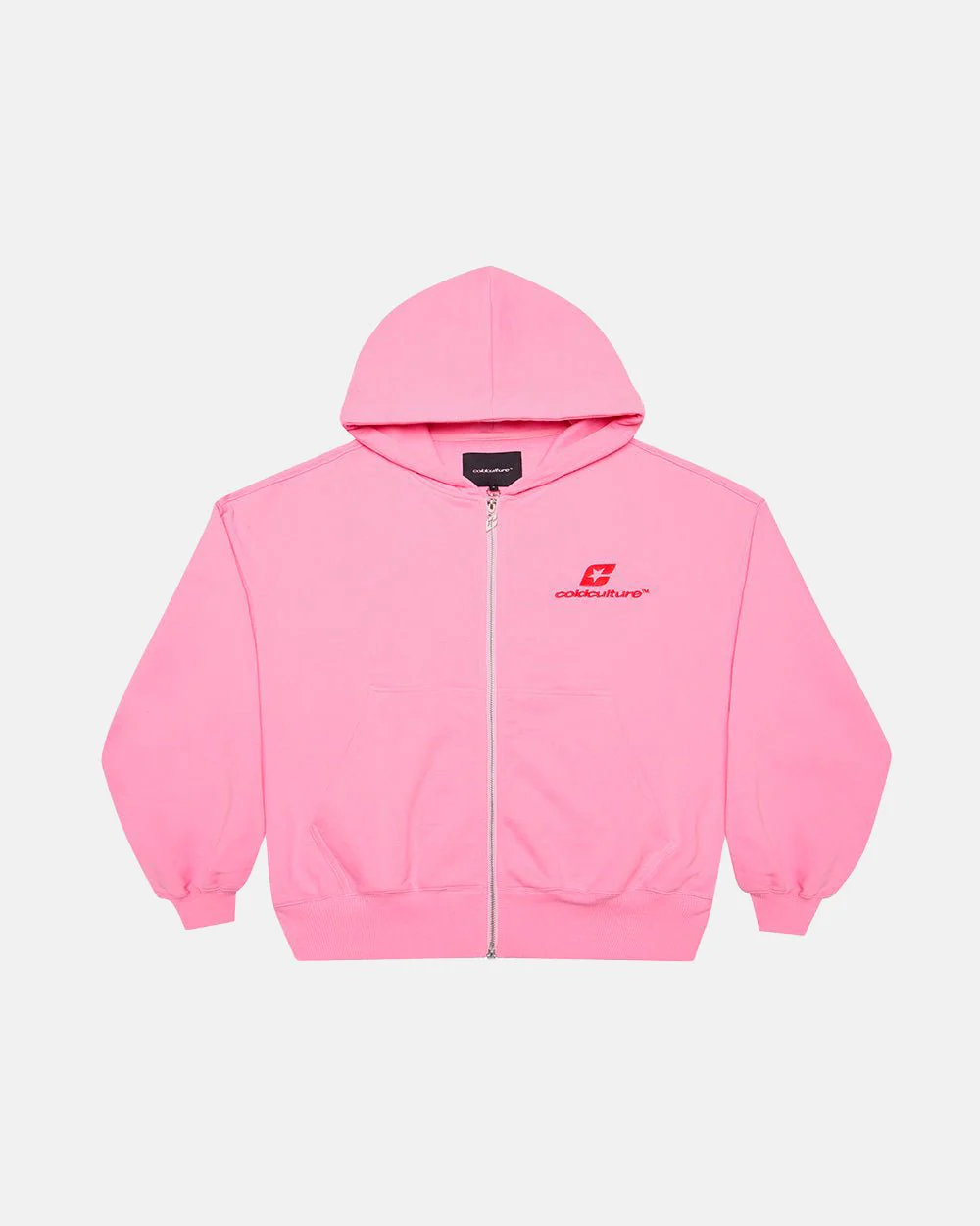 CURVED ZIP HOODIE PINK & RED - Image 2