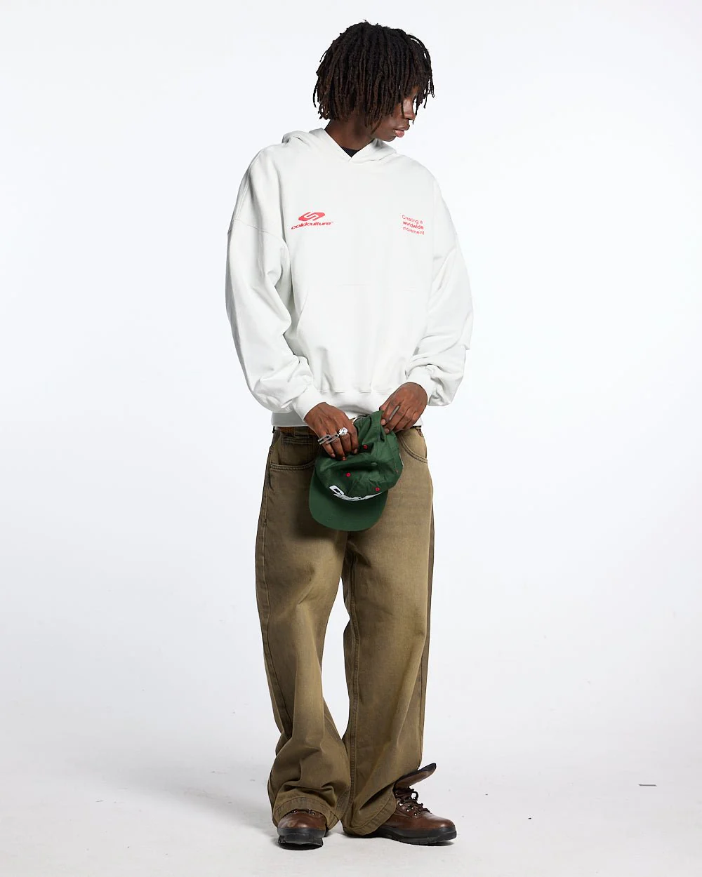 DEFENSE HOODIE LIGHT GREY & RED - Image 4