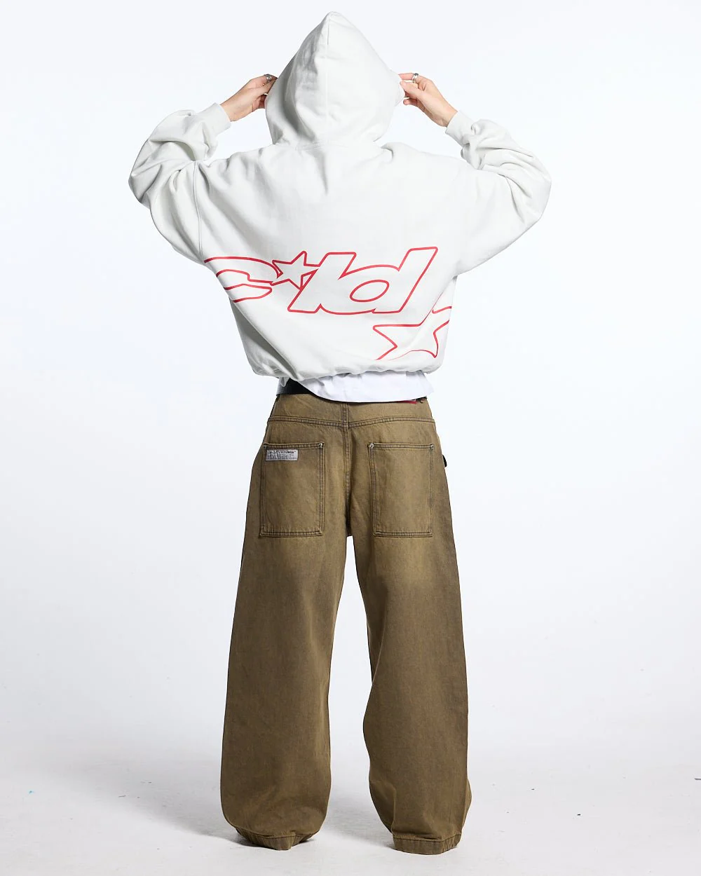 DEFENSE HOODIE LIGHT GREY & RED - Image 5