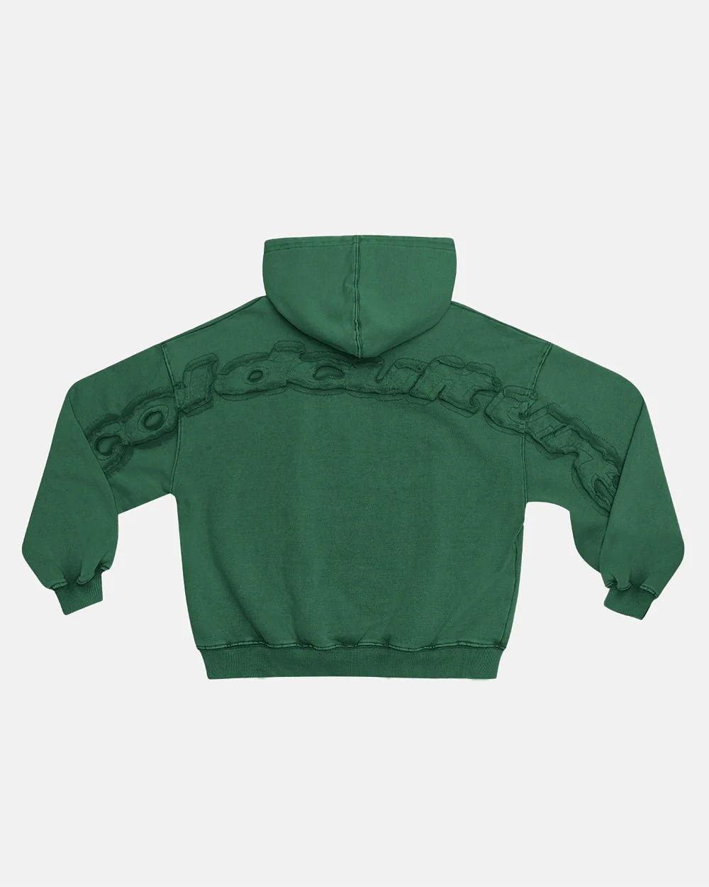 DISTRESS CURVED HOODIE GREEN - Image 2