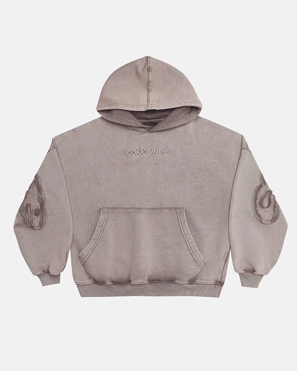 DISTRESS CURVED HOODIE GREY - Image 3