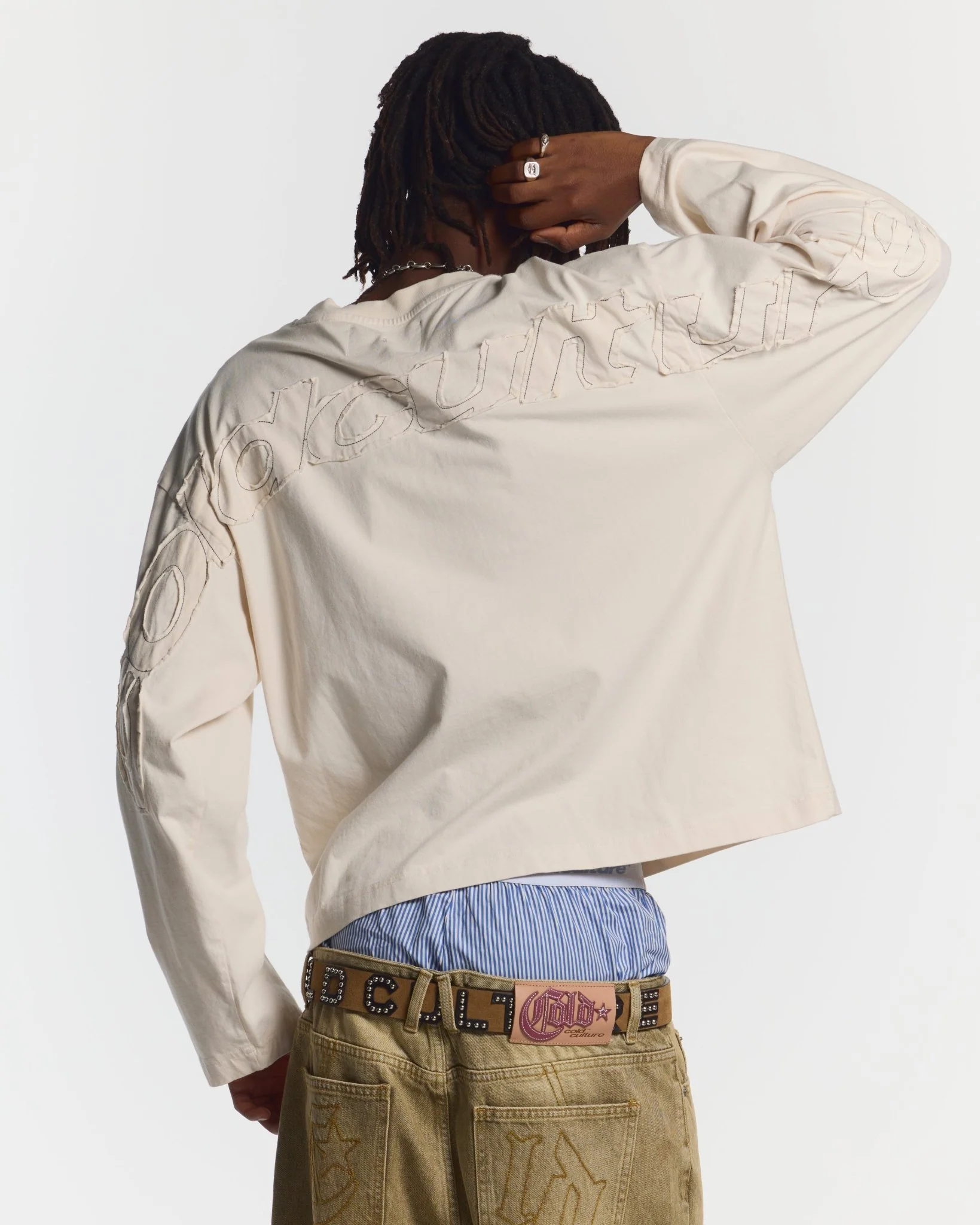 DISTRESS CURVED LONGSLEEVE LIGHT GREY - Image 3