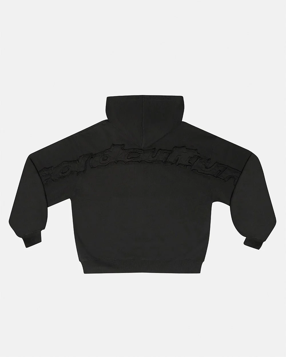 DISTRESS CURVED ZIP HOODIE DARK GREY - Image 2