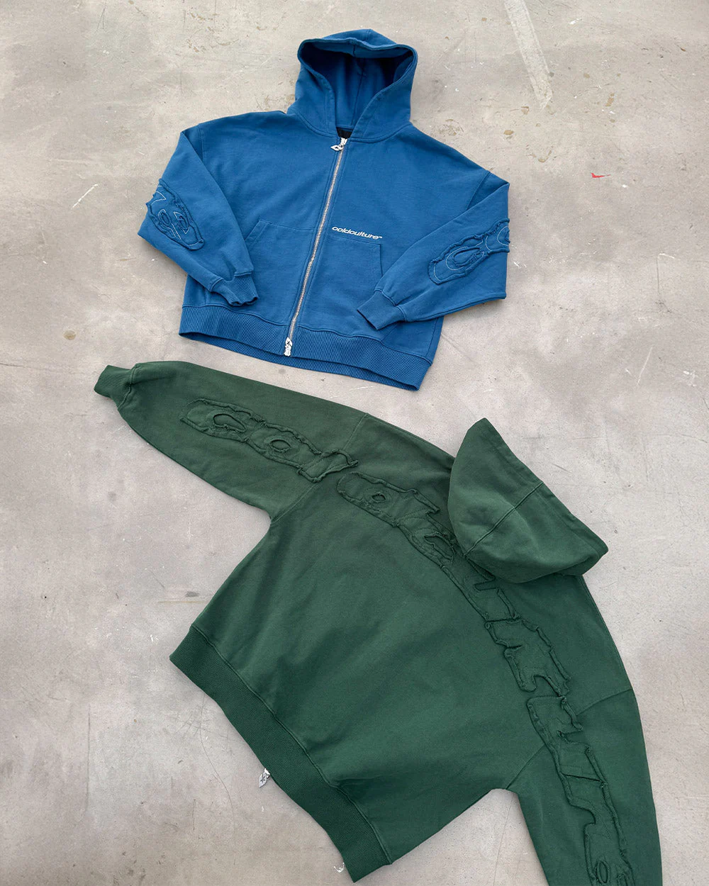 DISTRESS CURVED ZIP HOODIE DARK BLUE - Image 7