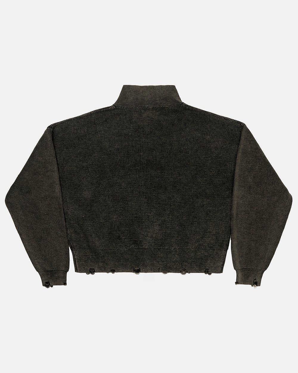 DISTRESS CURVED ZIP KNIT BLACK - Image 3