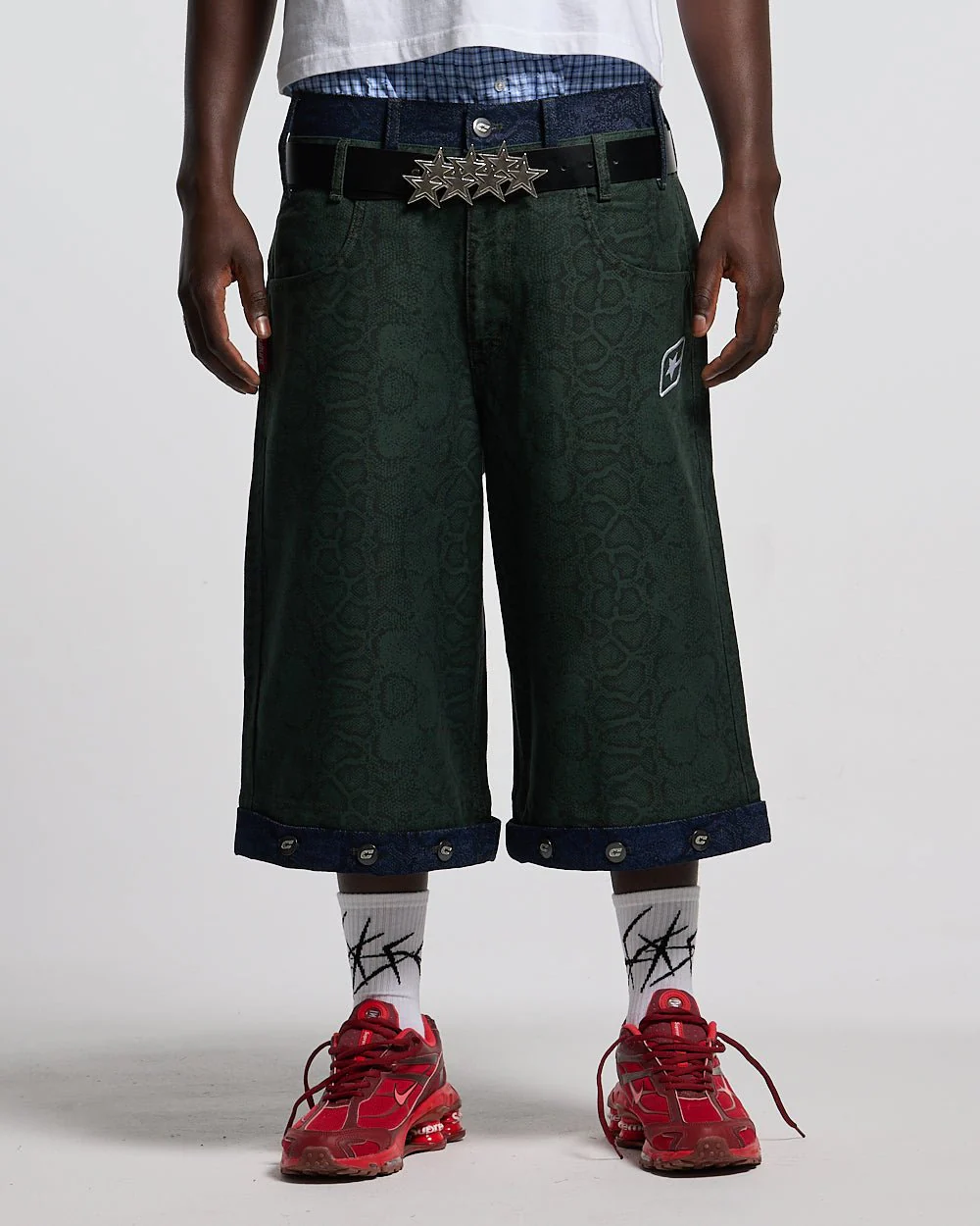 DOUBLE WAIST SNAKE SUIT JORTS GREEN - Image 3
