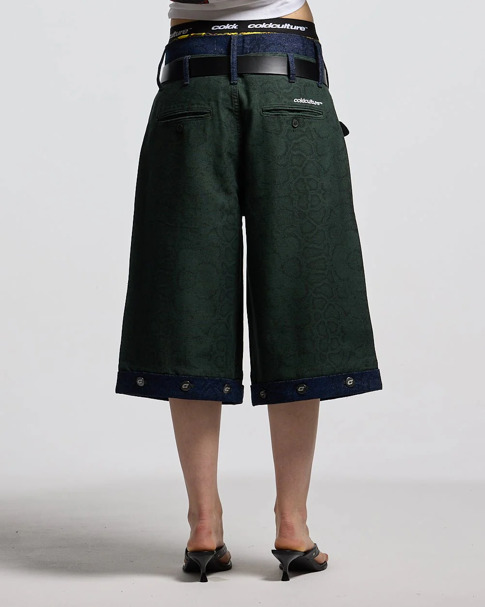 DOUBLE WAIST SNAKE SUIT JORTS GREEN - Image 6