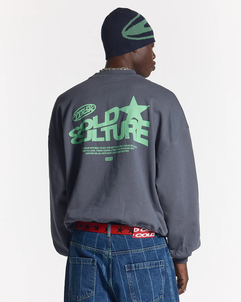 DOWN TO LUCK CREWNECK DARK BLUE - Image 3
