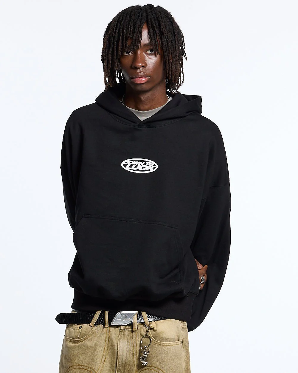 DOWN TO LUCK HOODIE BLACK AND WHITE - Image 4
