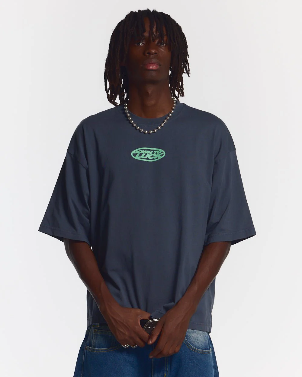 DOWN TO LUCK TEE DARK BLUE - Image 4