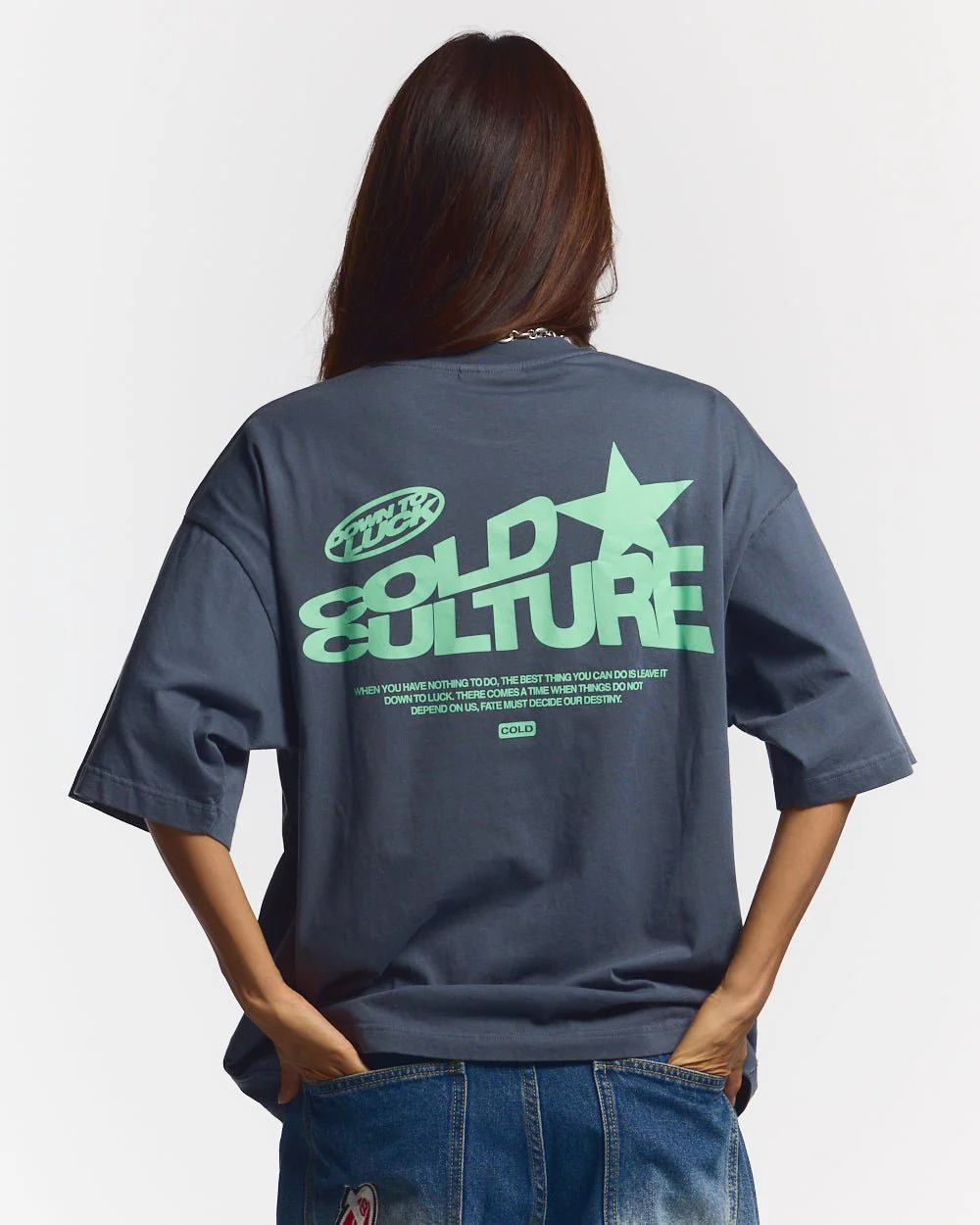 DOWN TO LUCK TEE DARK BLUE - Image 5