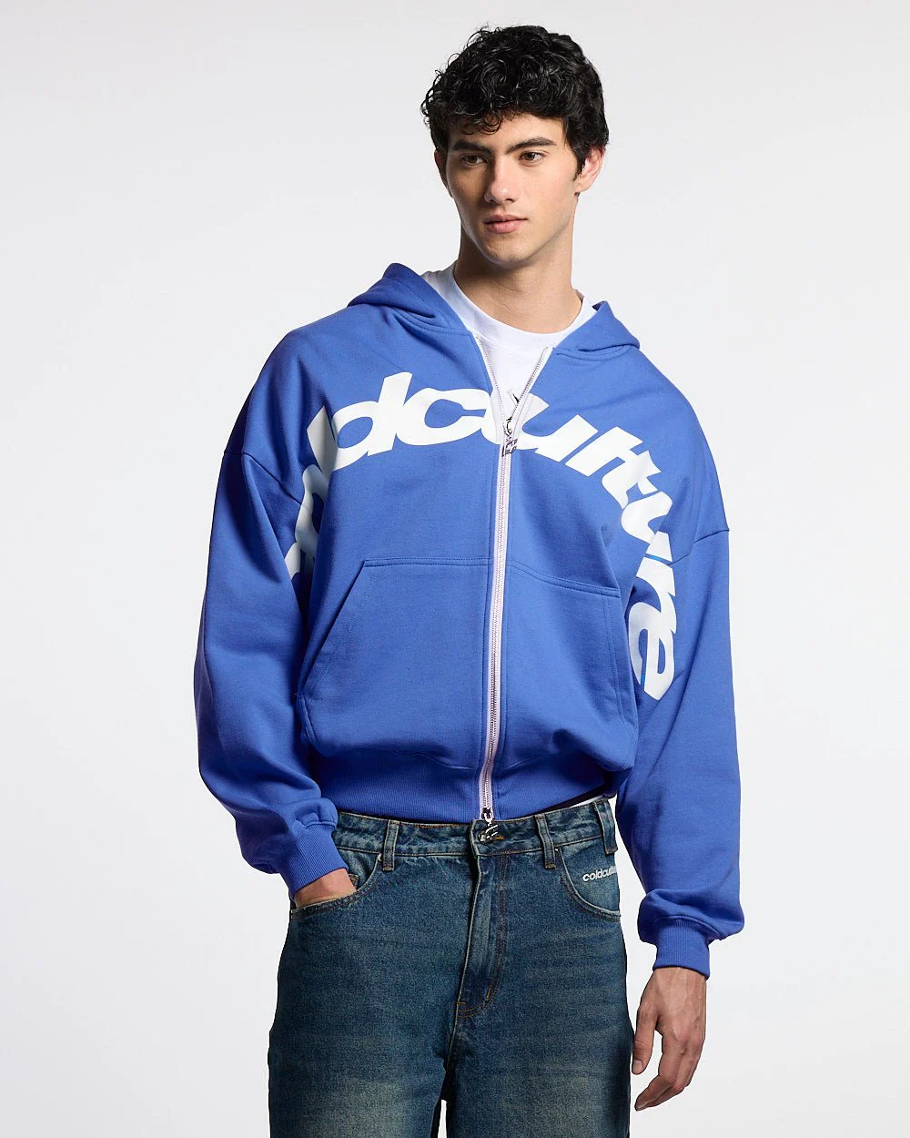 DRIVEN ZIP HOODIE BLUE & WHITE - Image 2