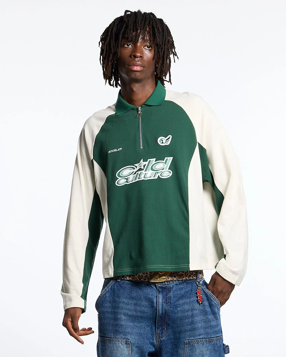 EXTREME POLO LONGSLEEVE GREEN AND BEIGE - Image 3