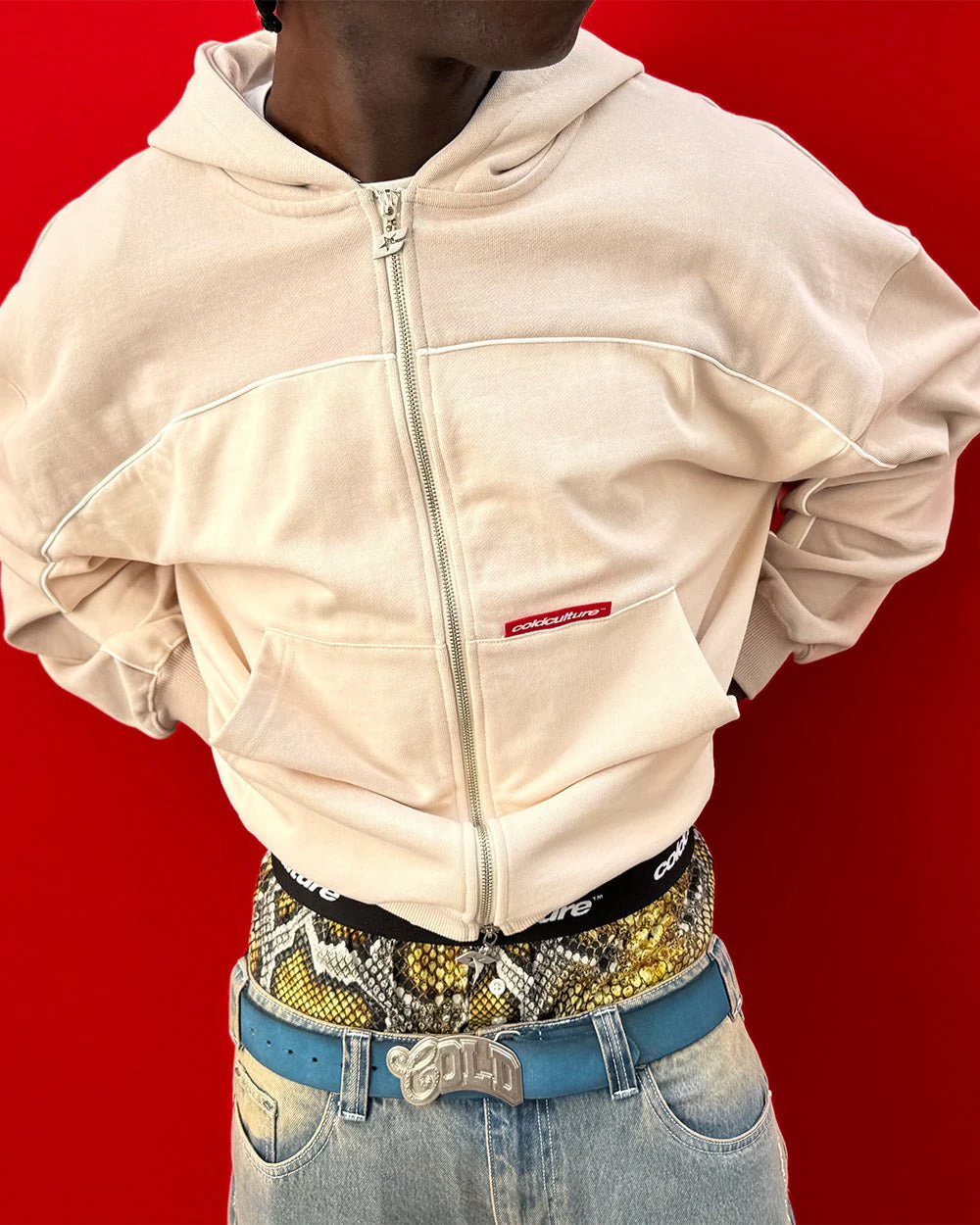 FLESH ZIP HOODIE BEIGE - Image 8