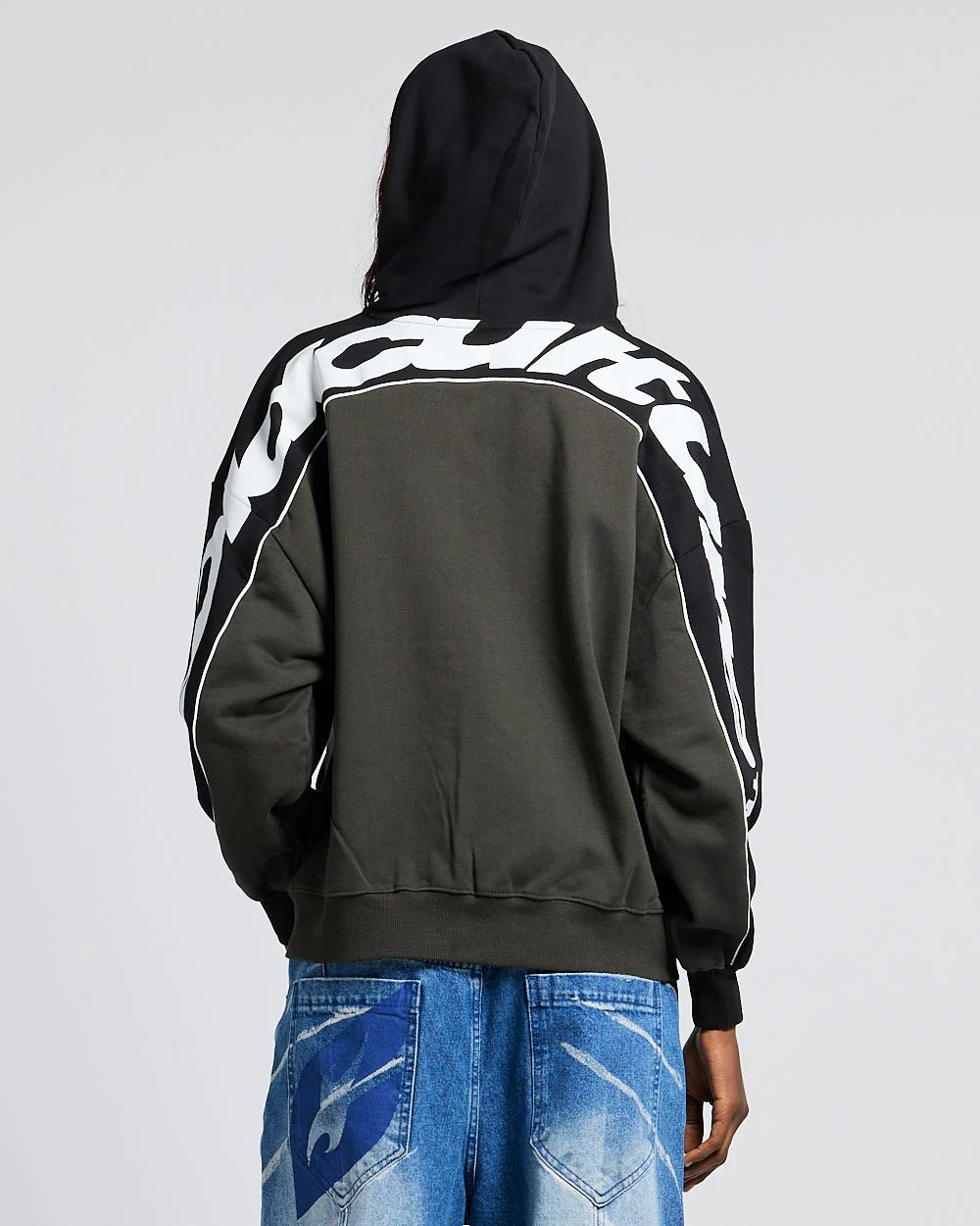 FLESH ZIP HOODIE BLACK & GREY - Image 5