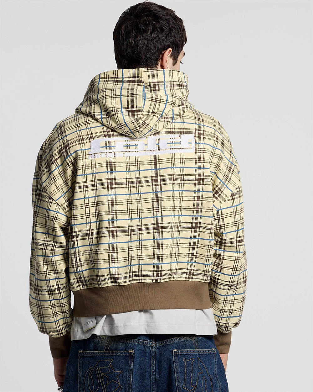 GRID ZIP HOODIE YELLOW & BROWN - Image 3
