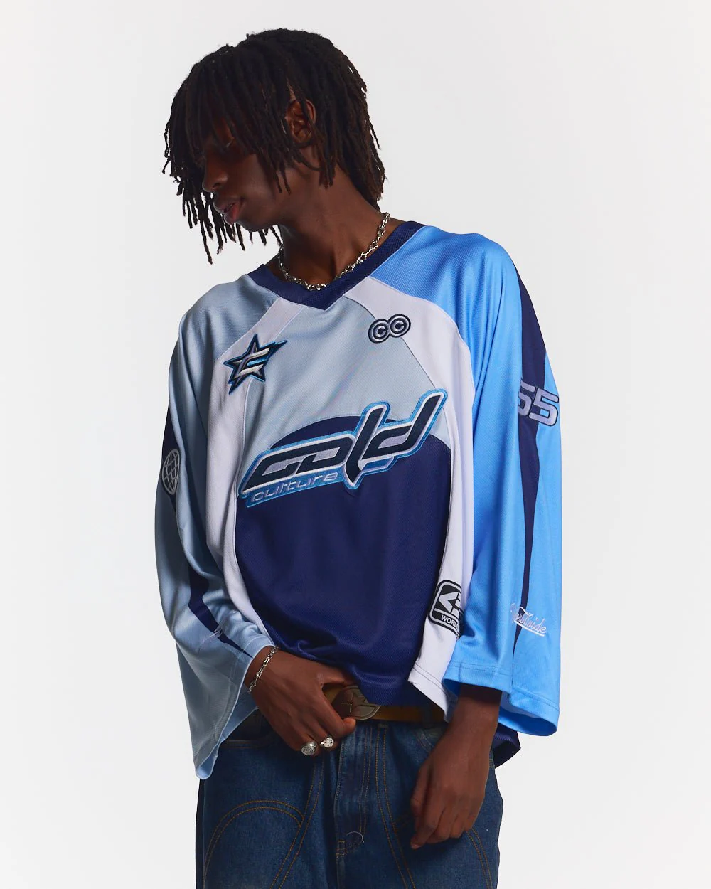 HOCKEY PLAYER LONGSLEEVE TEE NAVY/GLOSS BLUE - Image 3