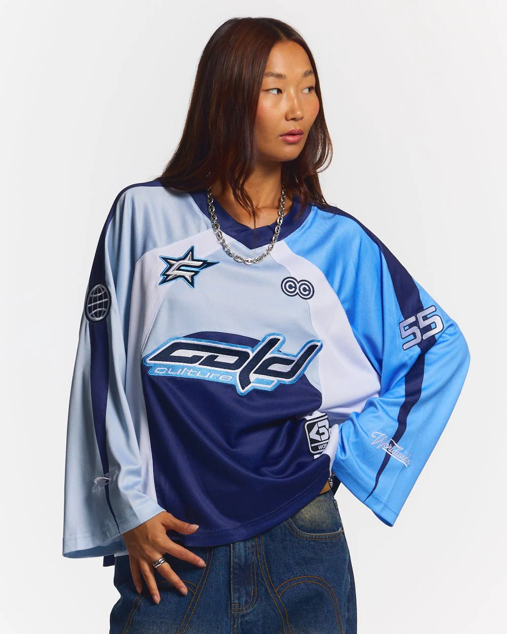 HOCKEY PLAYER LONGSLEEVE TEE NAVY/GLOSS BLUE - Image 5