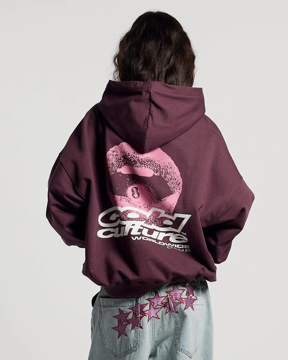 LIP COMBO HOODIE DARK BURGUNDY - Image 5