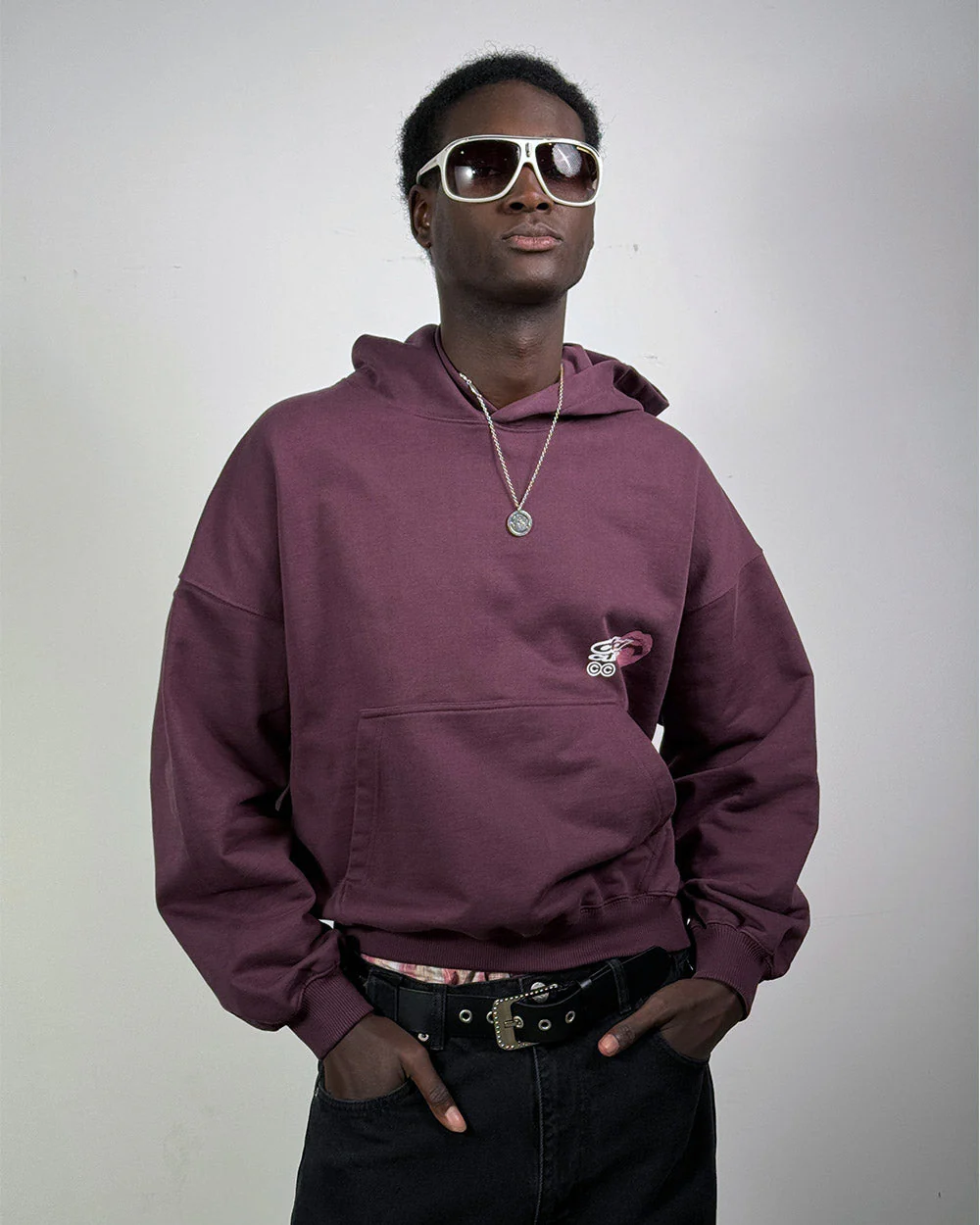 LIP COMBO HOODIE DARK BURGUNDY - Image 8