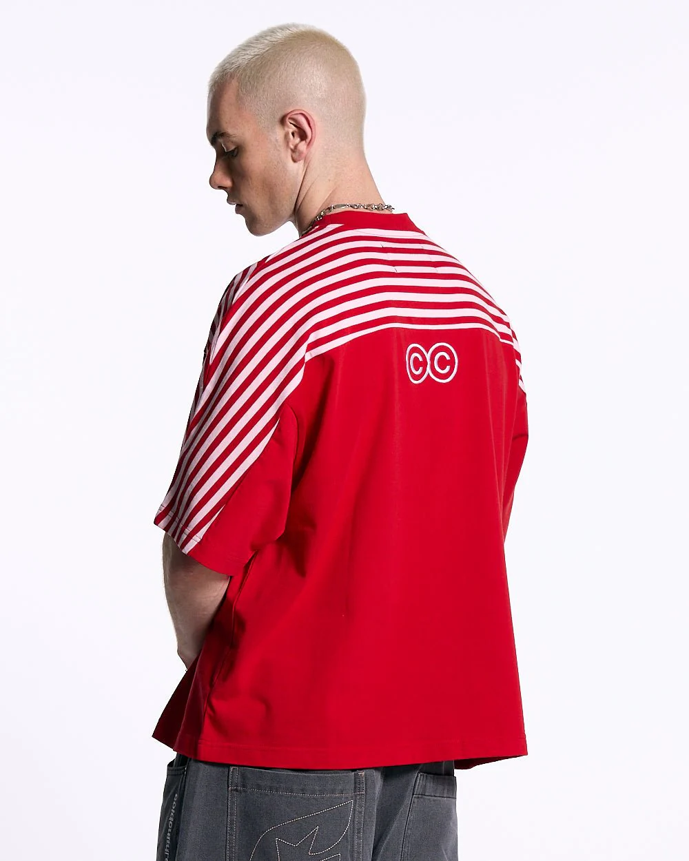 LOLLY HALF STRIPES TEE PINK AND RED - Image 4