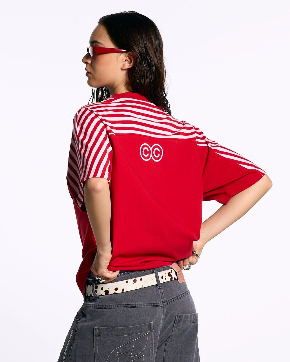 LOLLY HALF STRIPES TEE PINK AND RED - Image 6