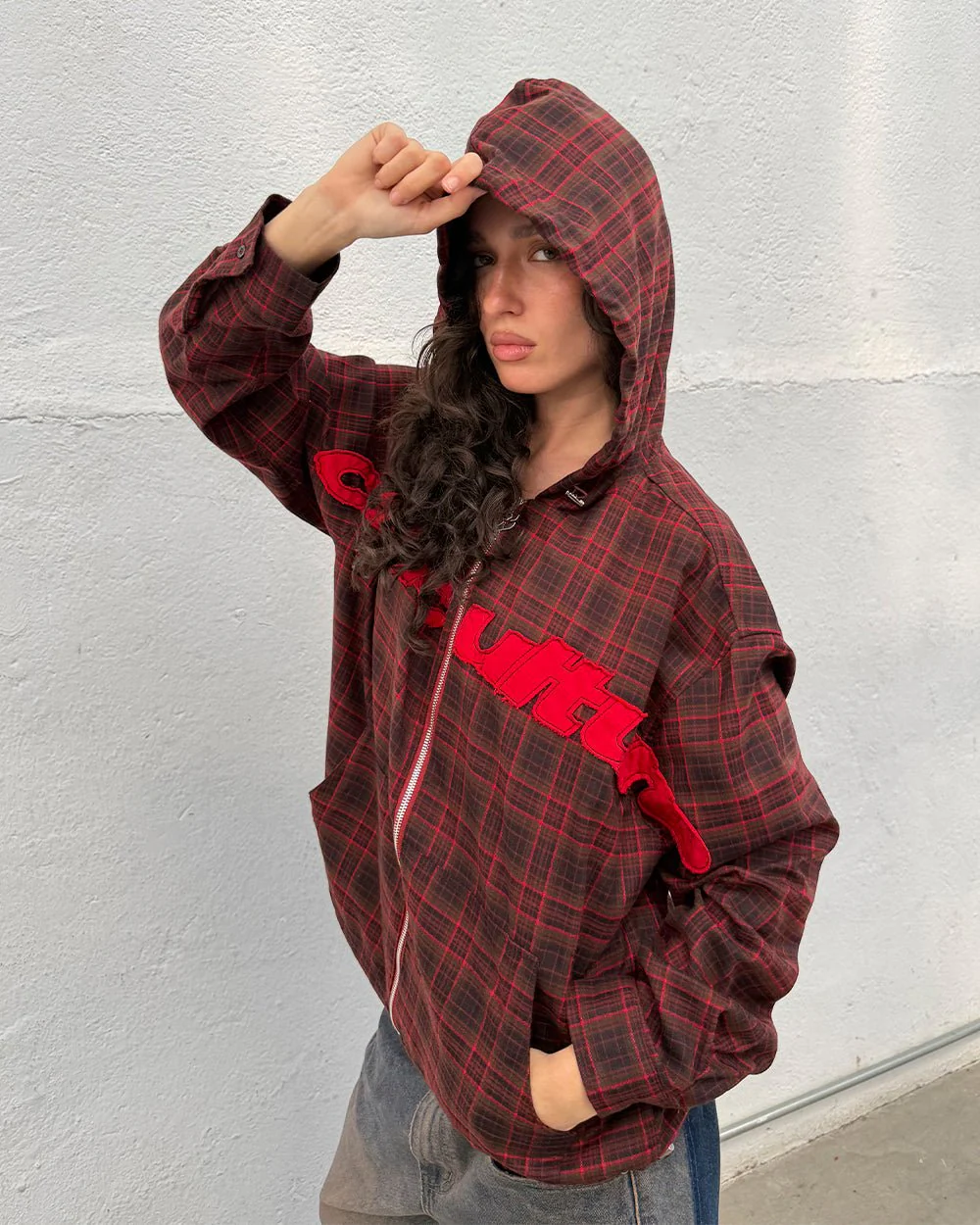 MEMPHIS HOODED SHIRT RED & BLACK TARTAN - Image 9