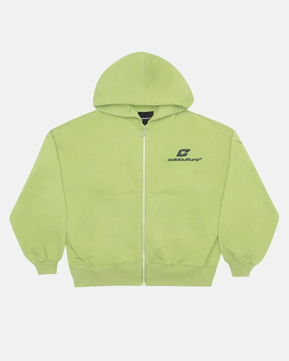 CURVED ZIP HOODIE GREEN - Image 2