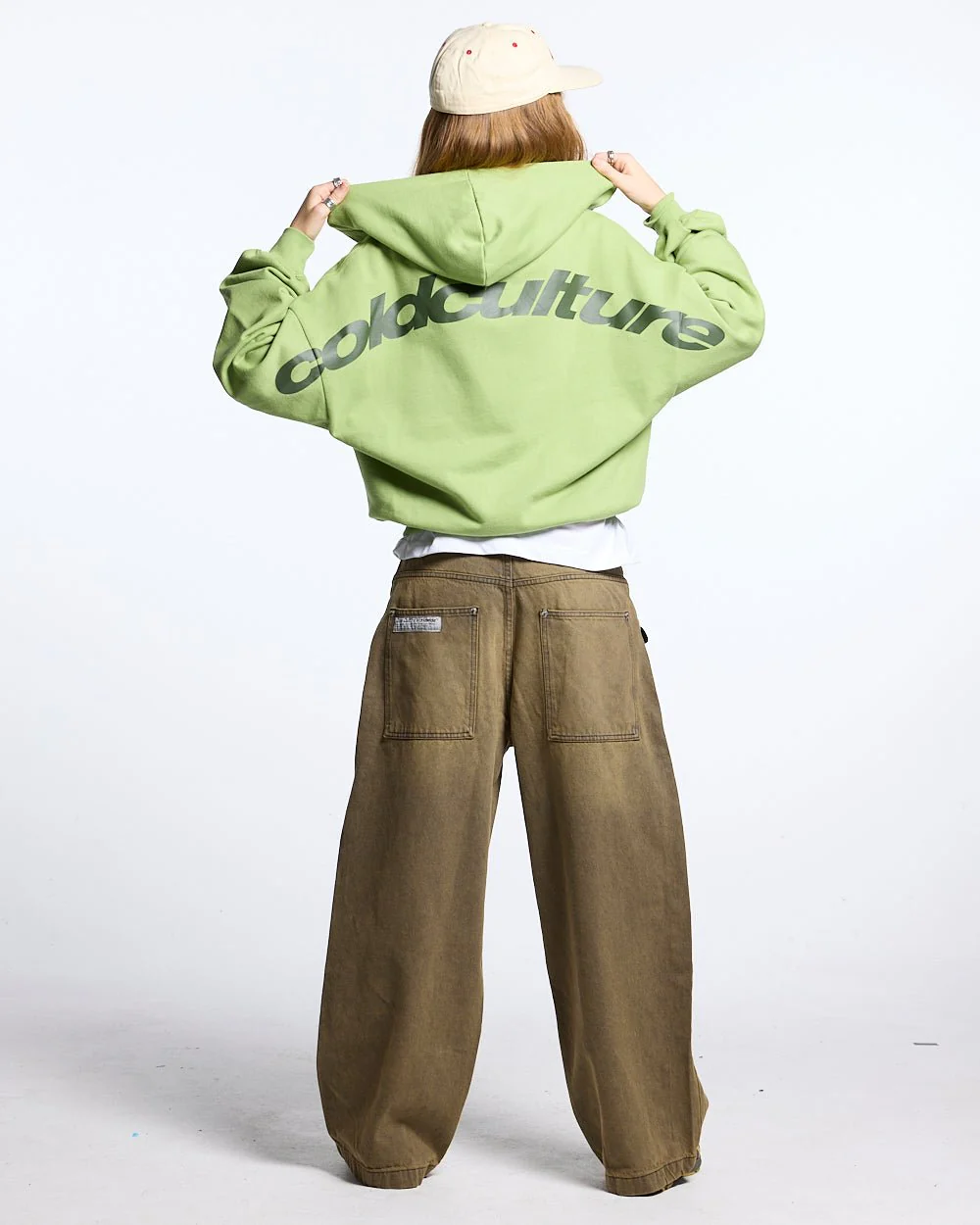 CURVED ZIP HOODIE GREEN - Image 5