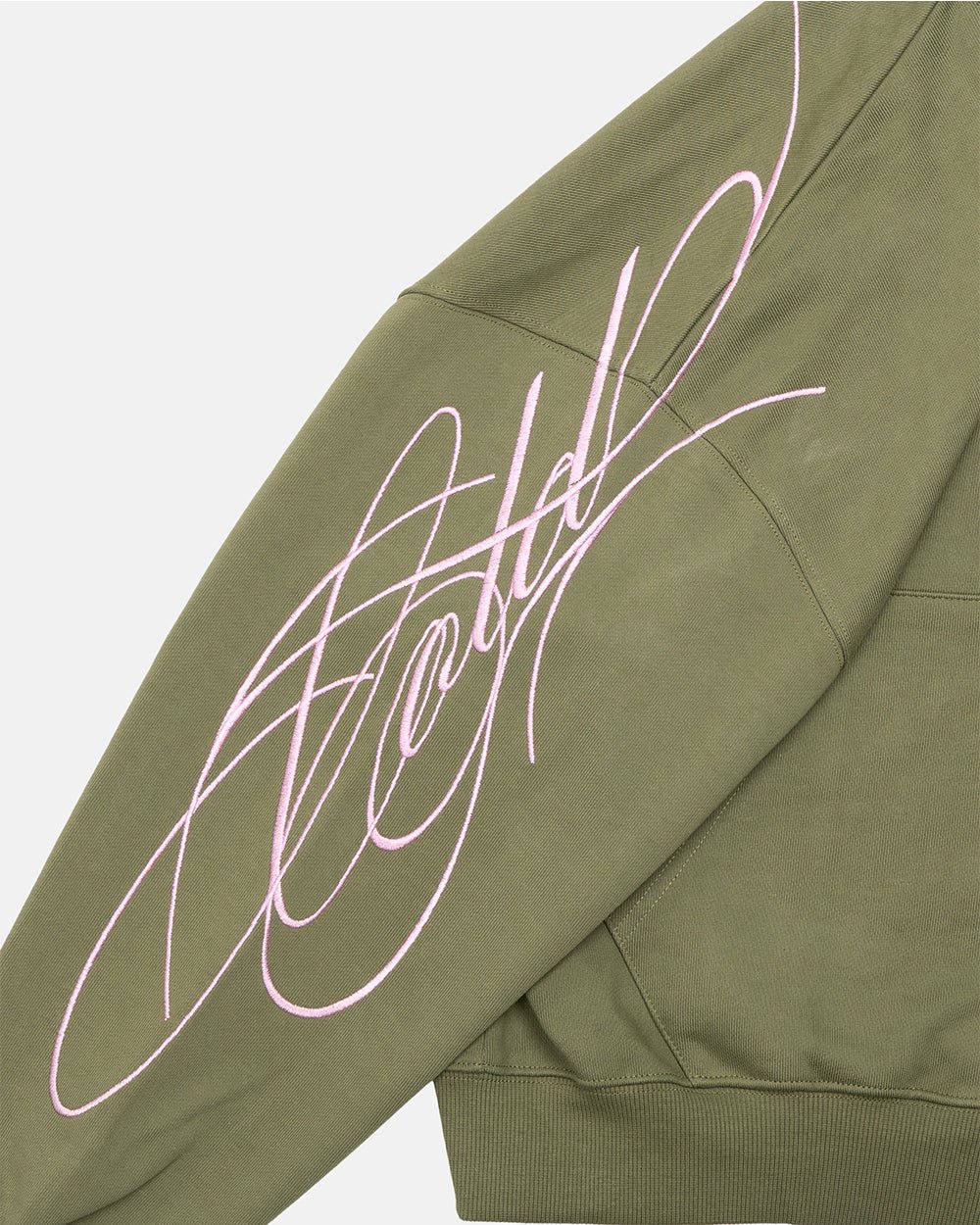 NEW SCRIPT ZIP HOODIE GREEN & PINK - Image 5